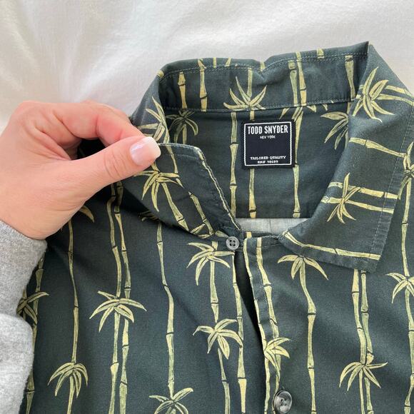 Todd Snyder Aloha Stamp Print Palm Bamboo Camp Collar Short Sleeve Button Up - Picture 8 of 11